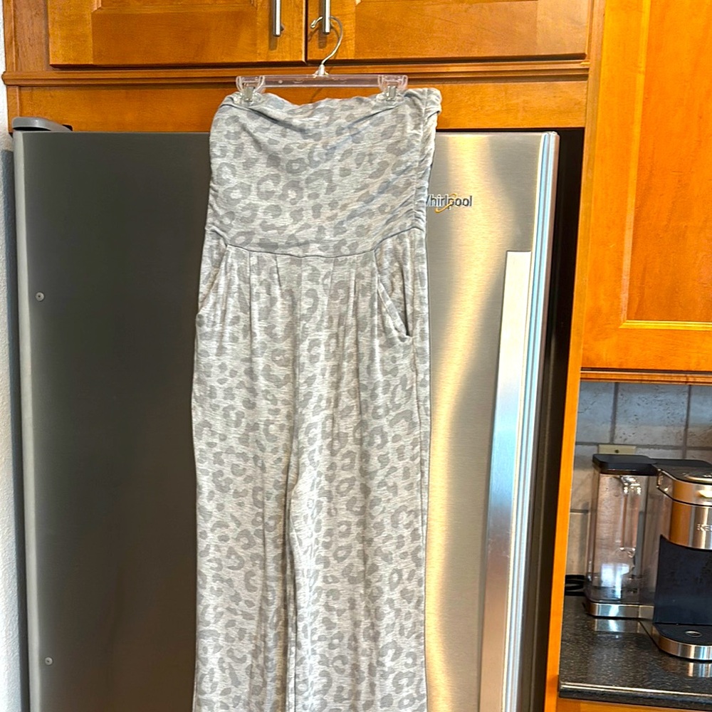 Animal Print Stretchy Strapless Womens Jumpsuit